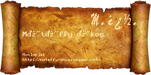 Mátéffy Ákos névjegykártya